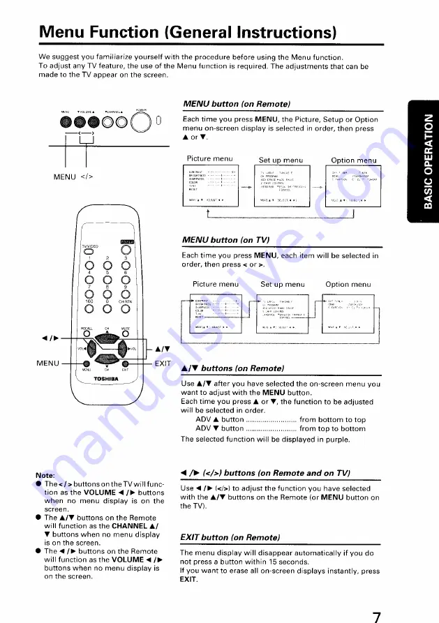 Toshiba CZ19M21 Owner'S Manual Download Page 7