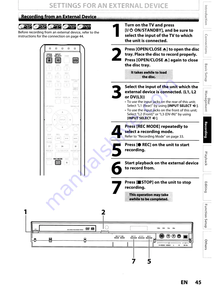 Toshiba D-R420KU Скачать руководство пользователя страница 45