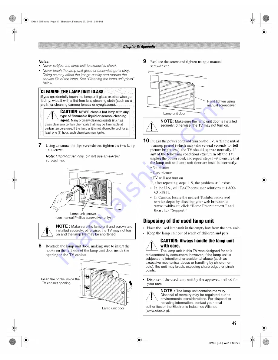 Toshiba DLP 50HM66 Скачать руководство пользователя страница 49