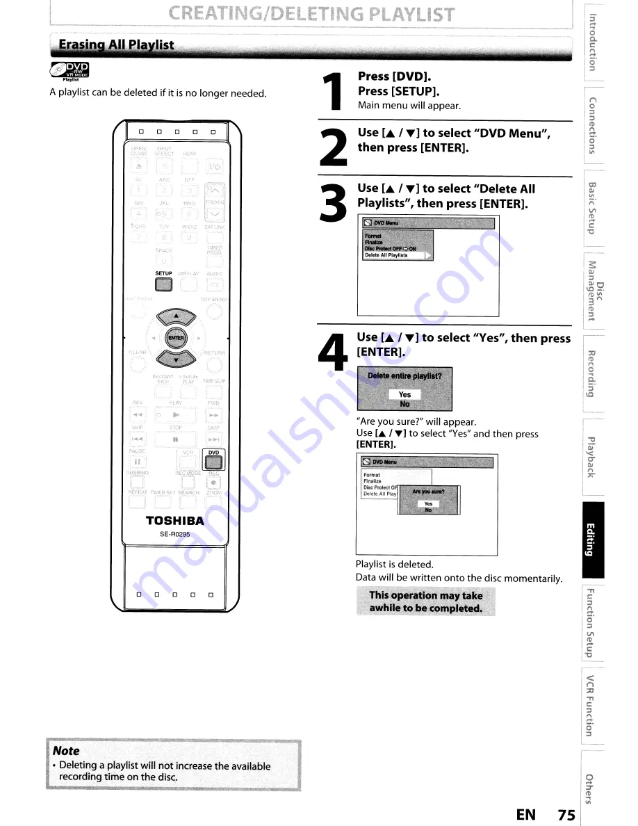 Toshiba DVR620KU Owner'S Manual Download Page 75