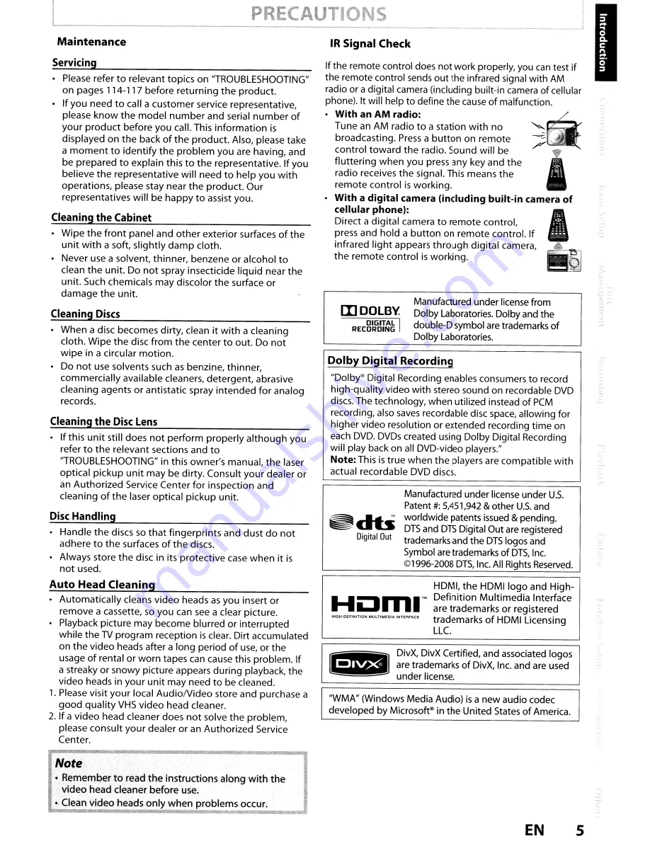 Toshiba DVR670KU Owner'S Manual Download Page 5