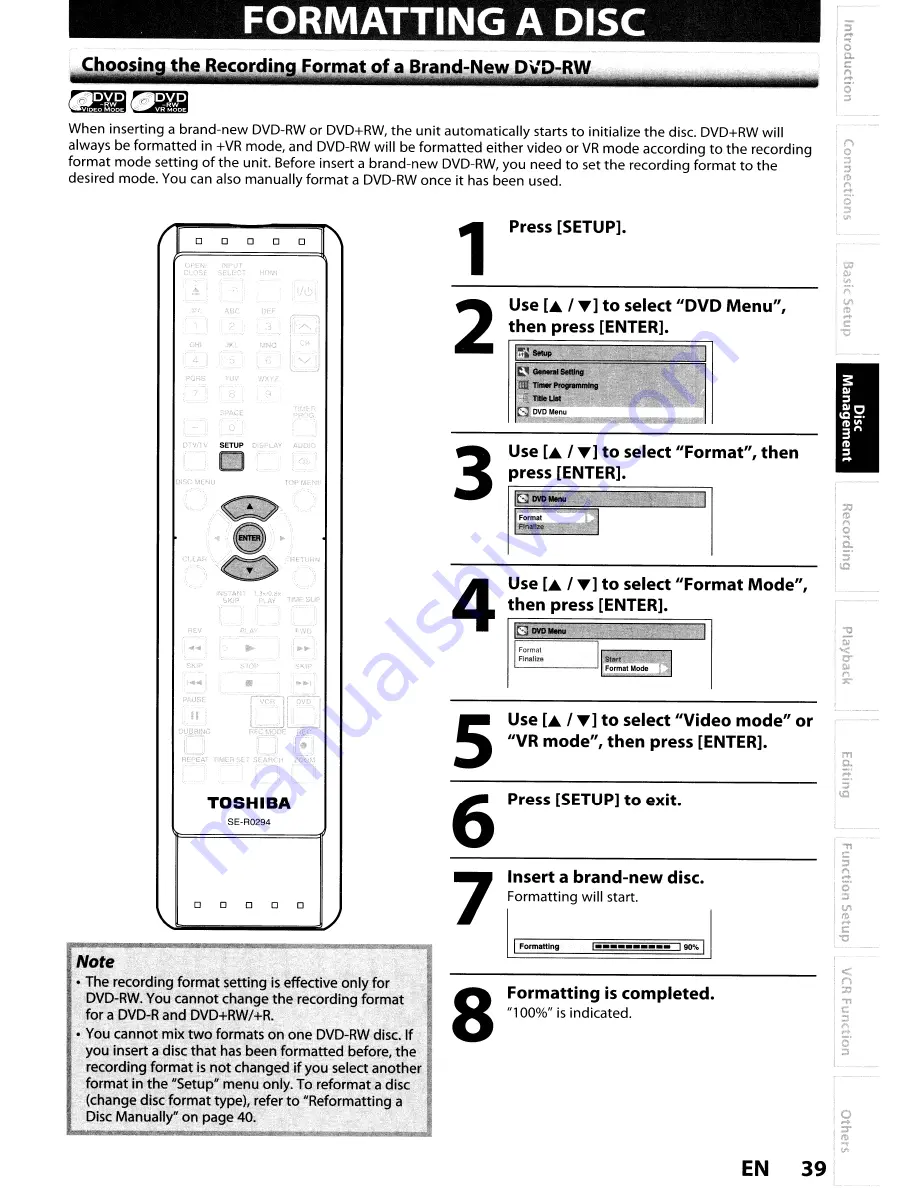 Toshiba DVR670KU Owner'S Manual Download Page 39