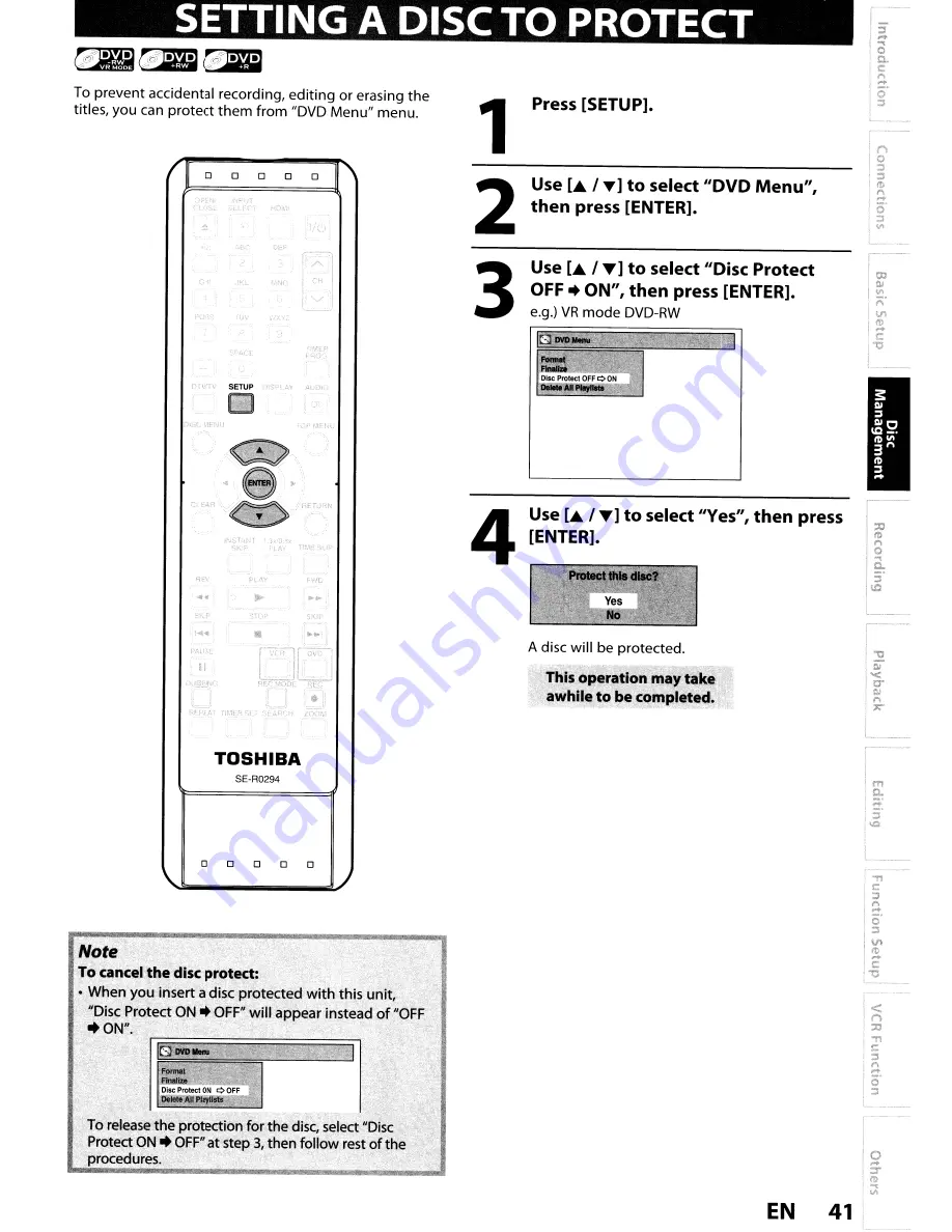 Toshiba DVR670KU Owner'S Manual Download Page 41