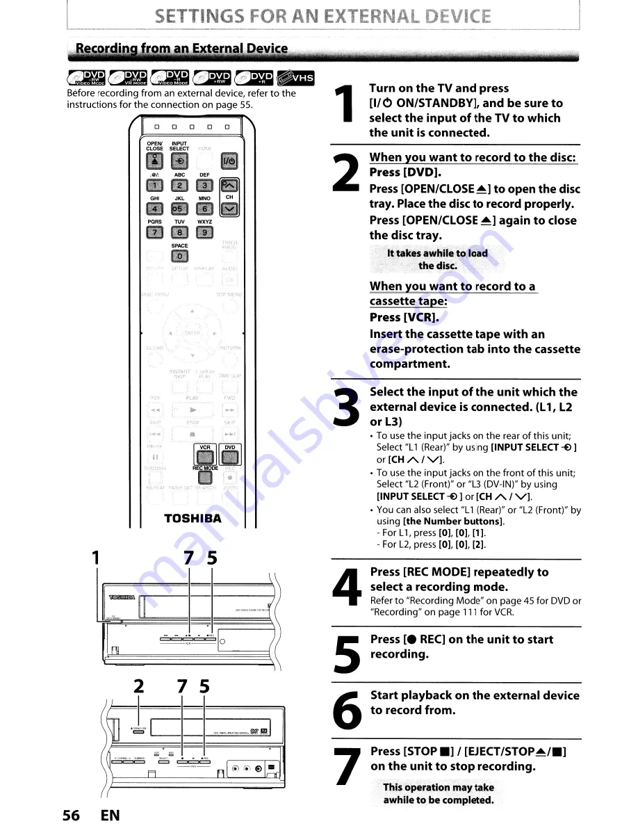 Toshiba DVR670KU Owner'S Manual Download Page 56