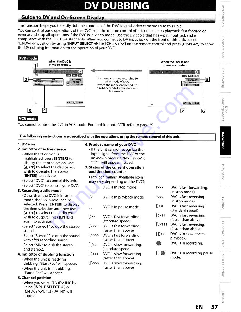 Toshiba DVR670KU Owner'S Manual Download Page 57