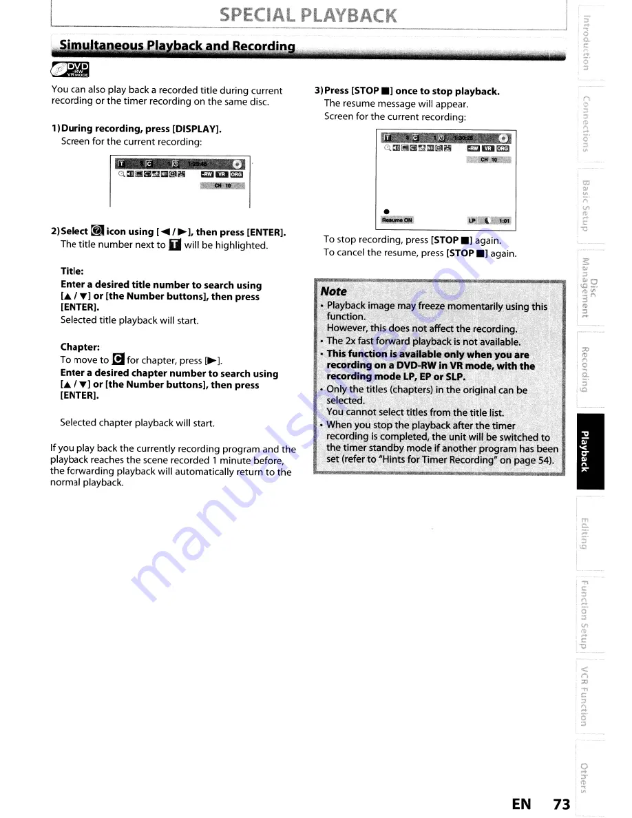 Toshiba DVR670KU Owner'S Manual Download Page 73