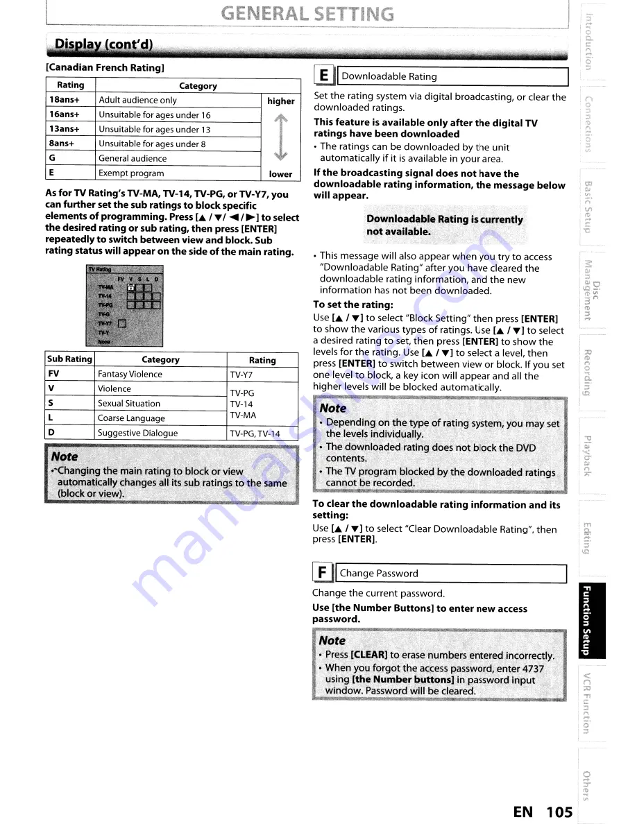 Toshiba DVR670KU Owner'S Manual Download Page 105