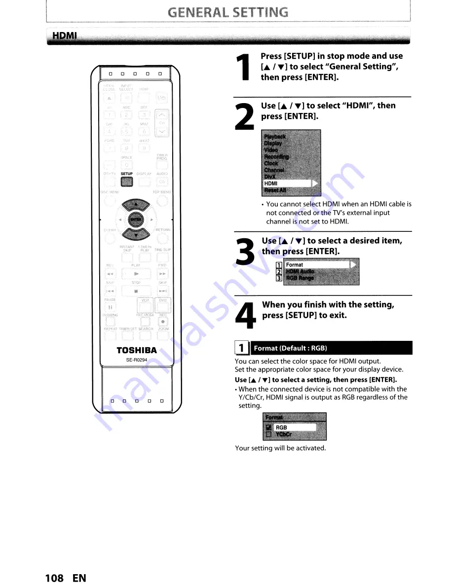 Toshiba DVR670KU Owner'S Manual Download Page 108