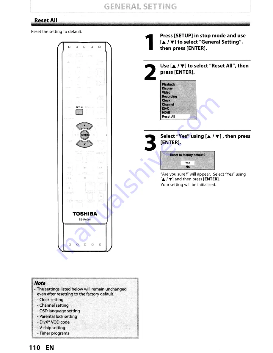 Toshiba DVR670KU Owner'S Manual Download Page 110