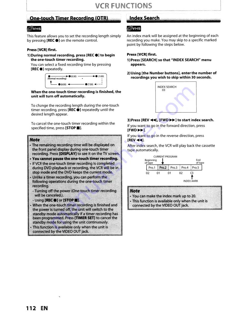 Toshiba DVR670KU Owner'S Manual Download Page 112