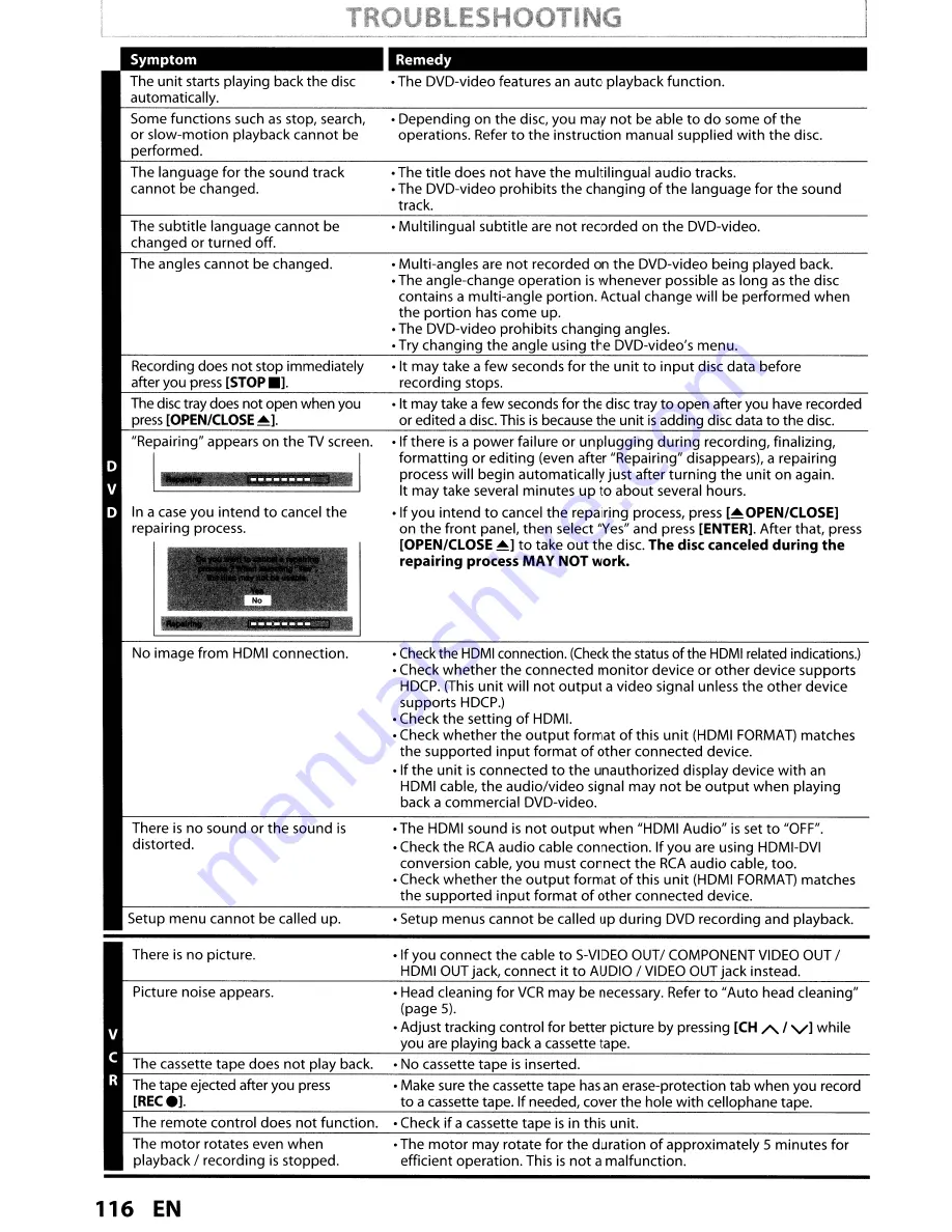 Toshiba DVR670KU Owner'S Manual Download Page 116