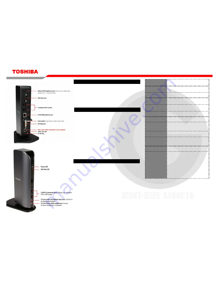 Toshiba Dynadock Dynadock Universal USB Docking Station Brochure & Specs Download Page 4