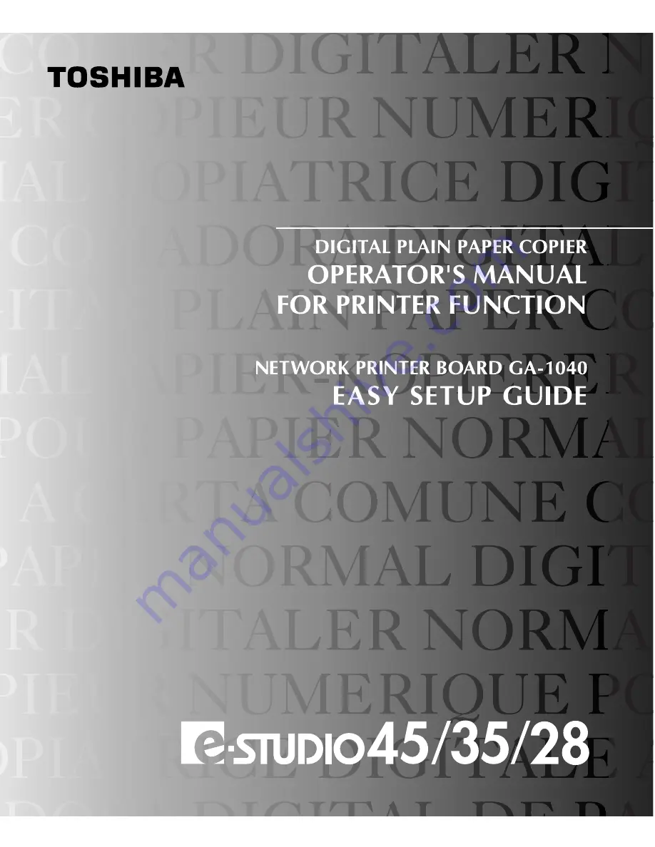 Toshiba e-STUDIO28 Operator'S Manual Download Page 1