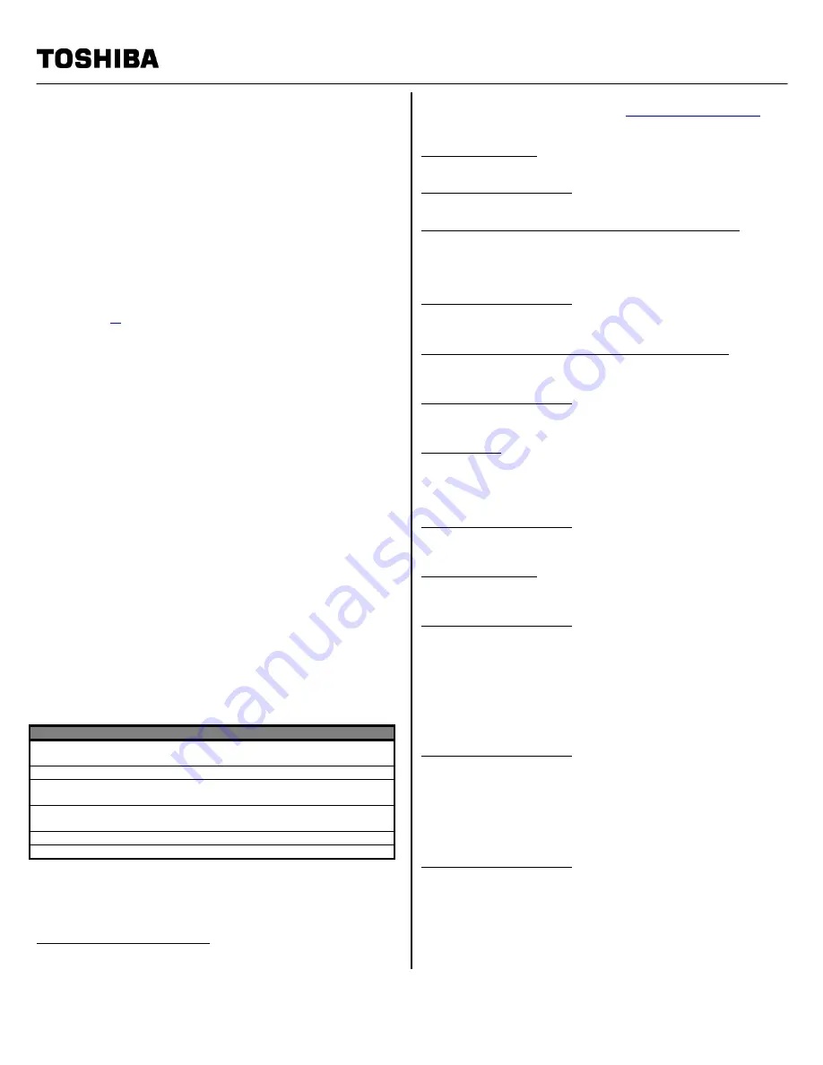 Toshiba M9 S5515 - Tecra - Core 2 Duo 2.2 GHz Specifications Download Page 2