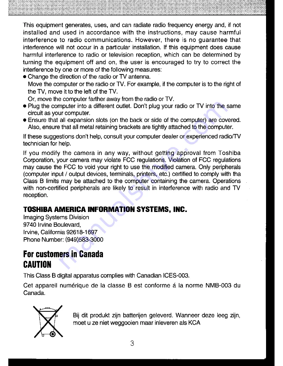 Toshiba PDR-M3 Owner'S Manual Download Page 3