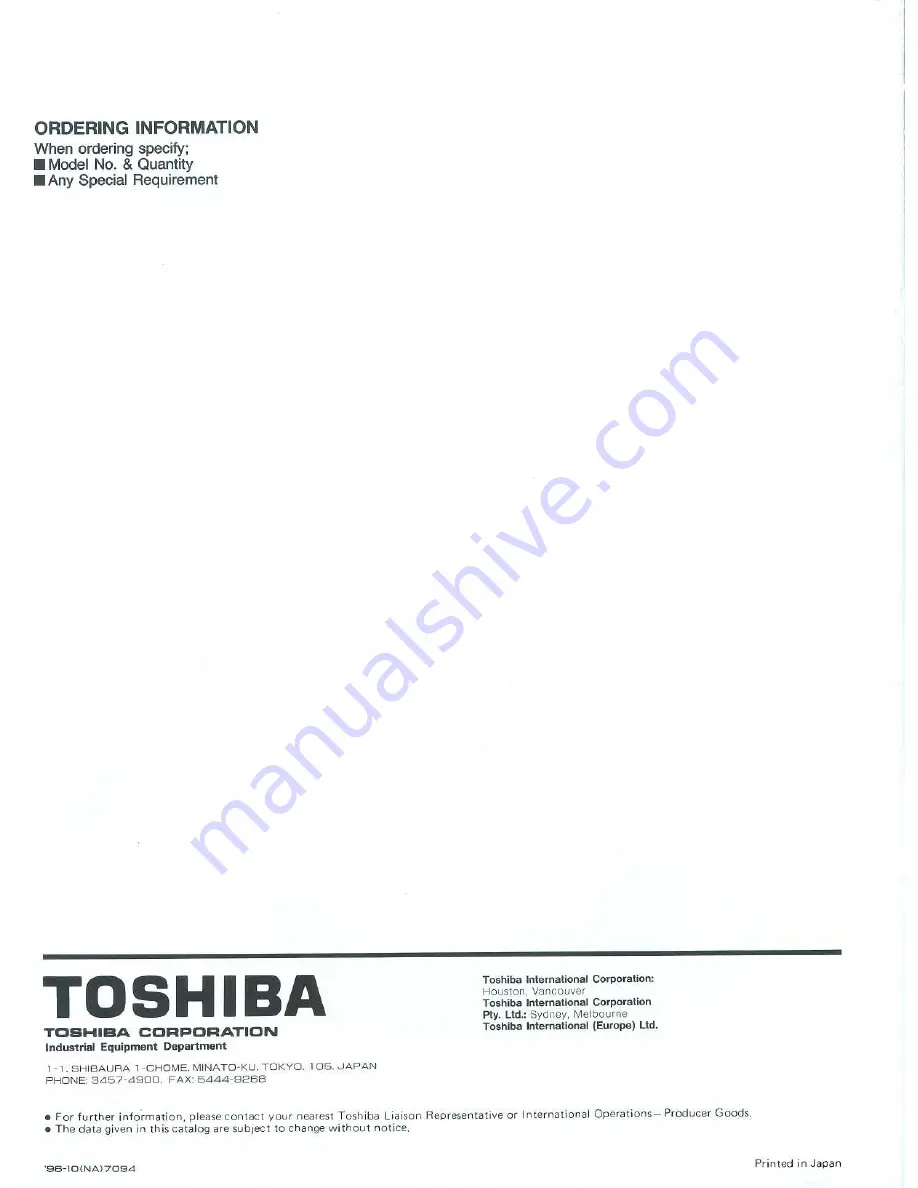 Toshiba RC820 Series Specifications Download Page 8