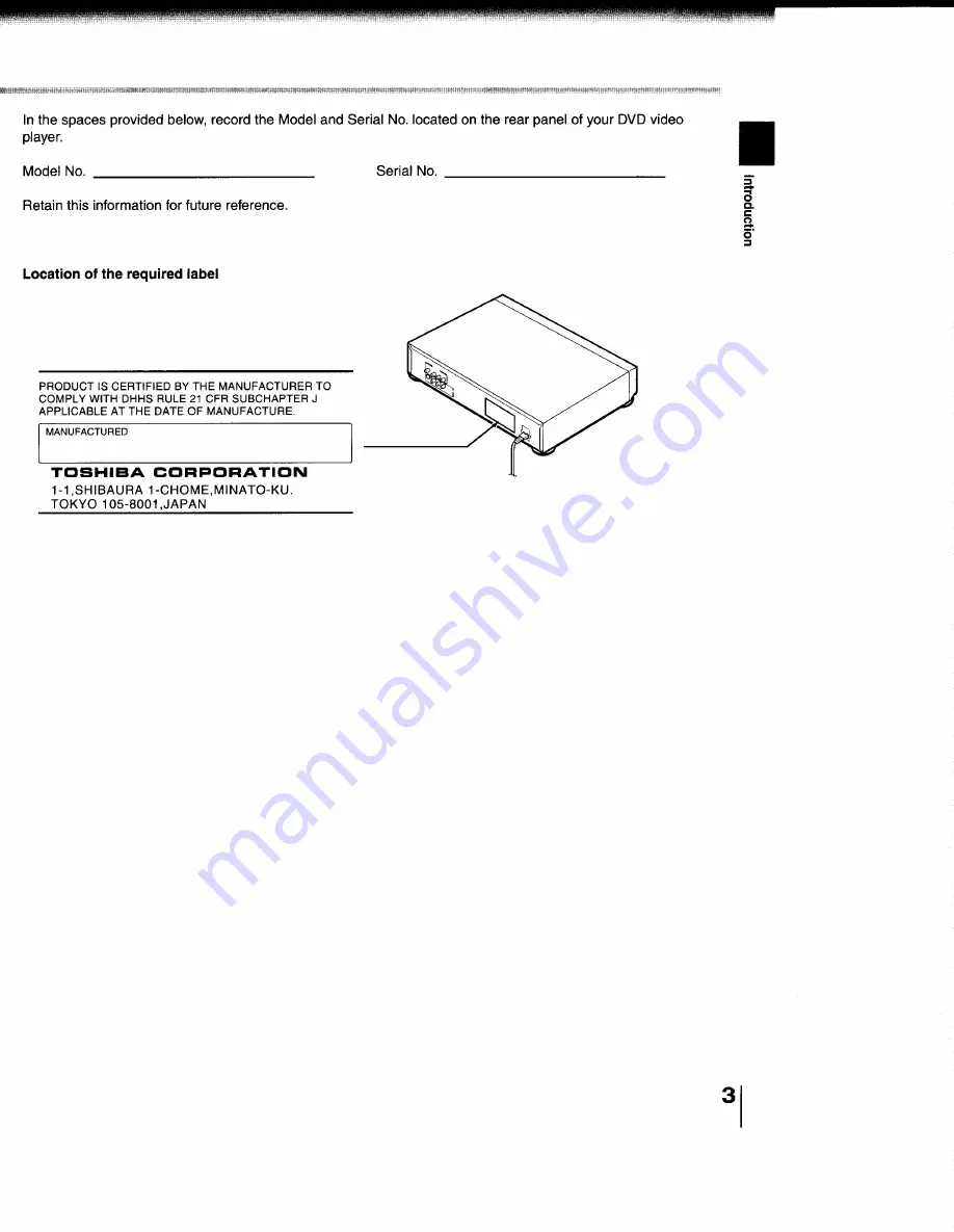 Toshiba SD-1200 Скачать руководство пользователя страница 3