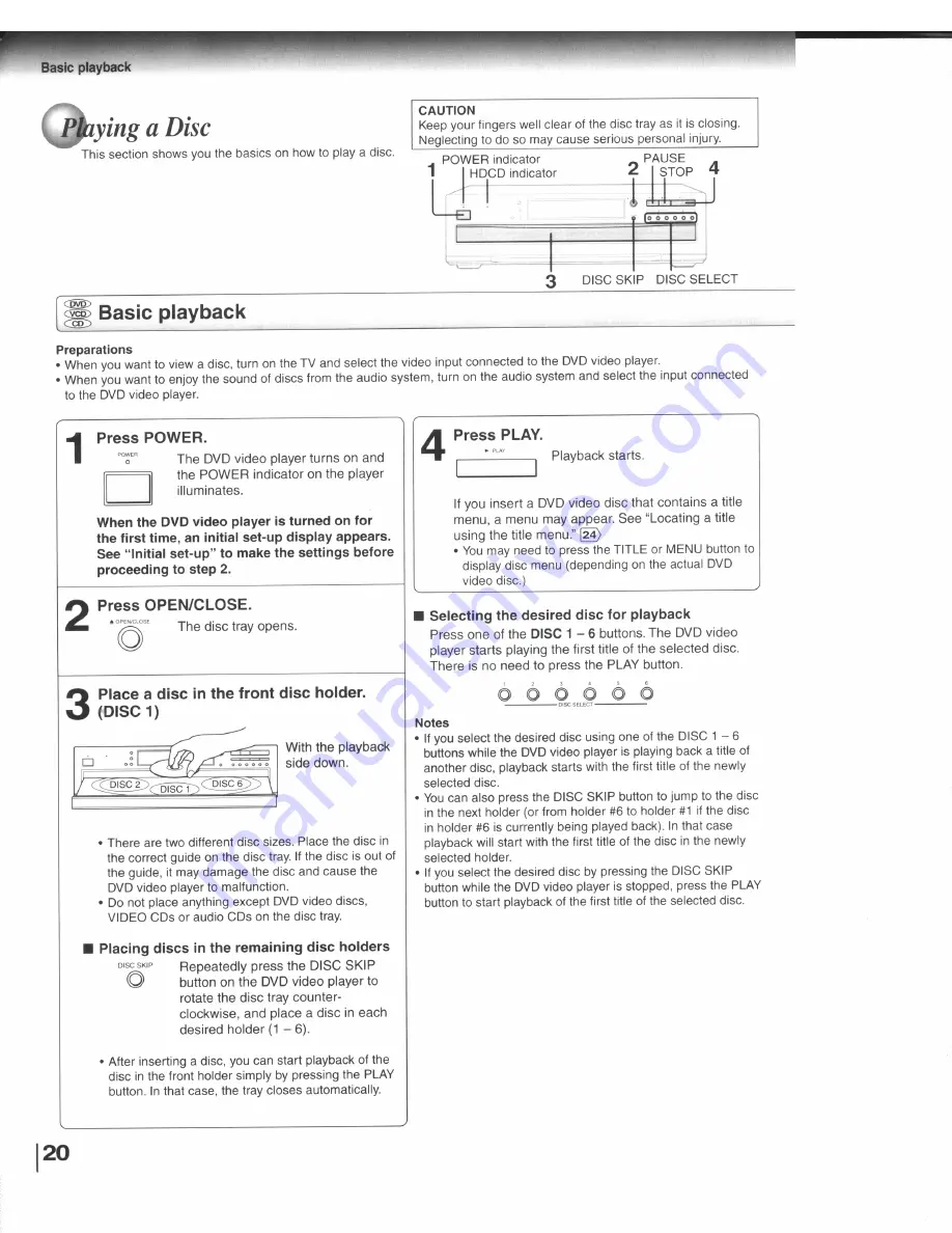 Toshiba SD-4109X Owner'S Manual Download Page 20