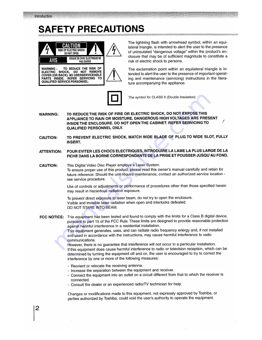 Toshiba SD-5970SC Owner'S Manual Download Page 2