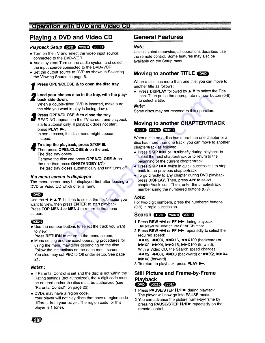 Toshiba SD-V592SU Owner'S Manual Download Page 30