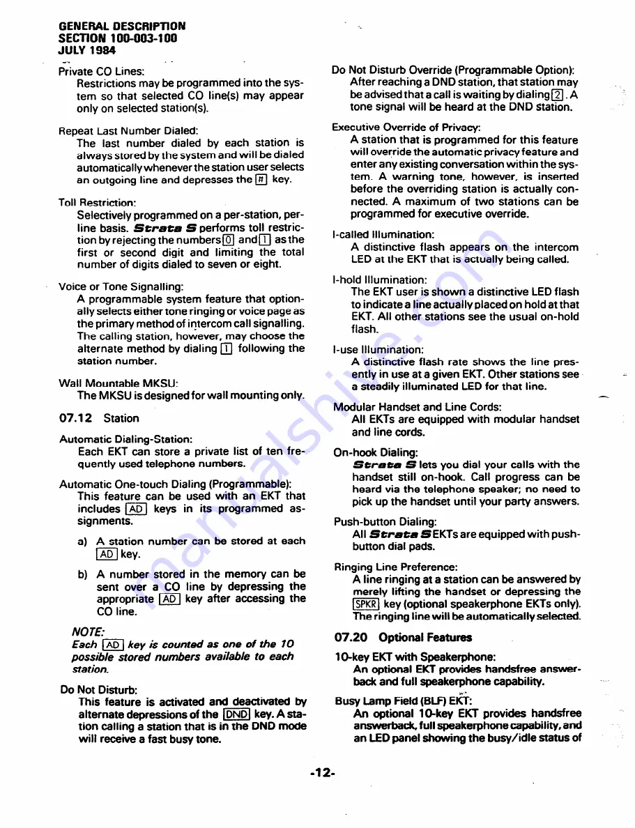 Toshiba Strata S Installation And Maintenance Manual Download Page 16