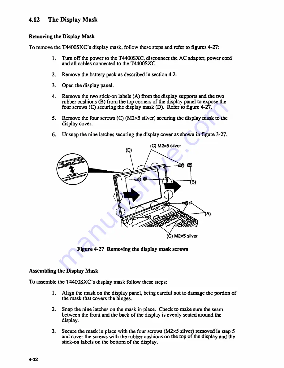 Toshiba T4400SXC Maintenance Manual Download Page 116