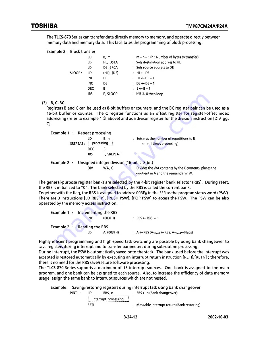 Toshiba TMP87CM24AF Hardware User Manual Download Page 12