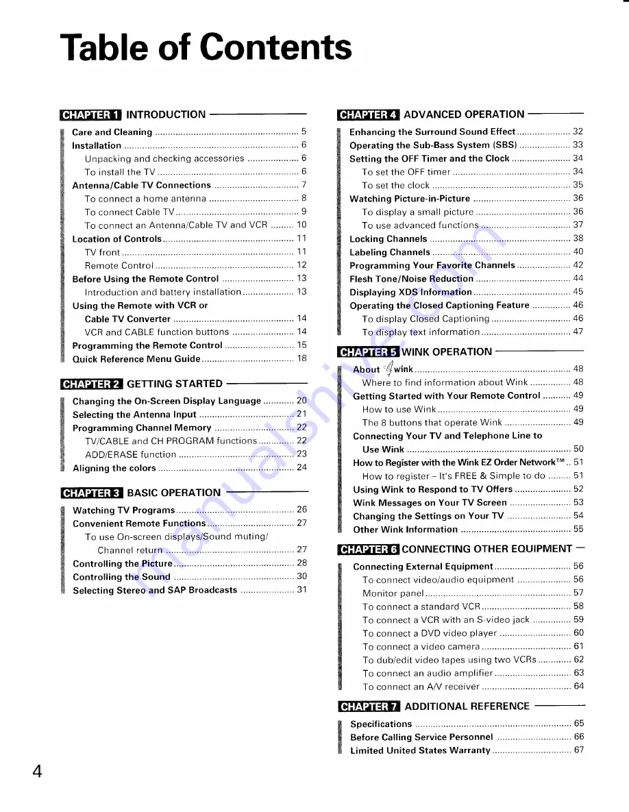 Toshiba TP50H64 Owner'S Manual Download Page 4