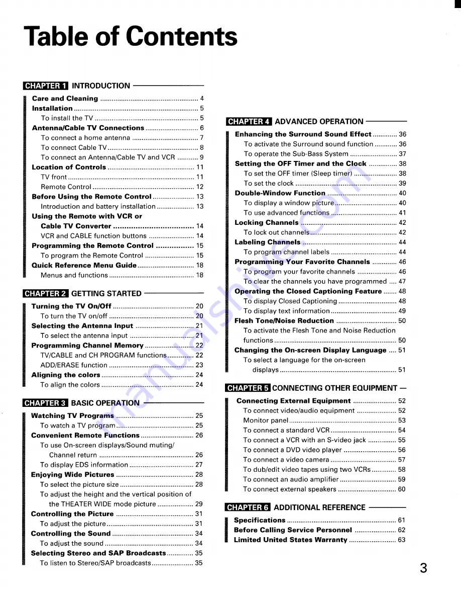 Toshiba TW40H80 Owner'S Manual Download Page 3