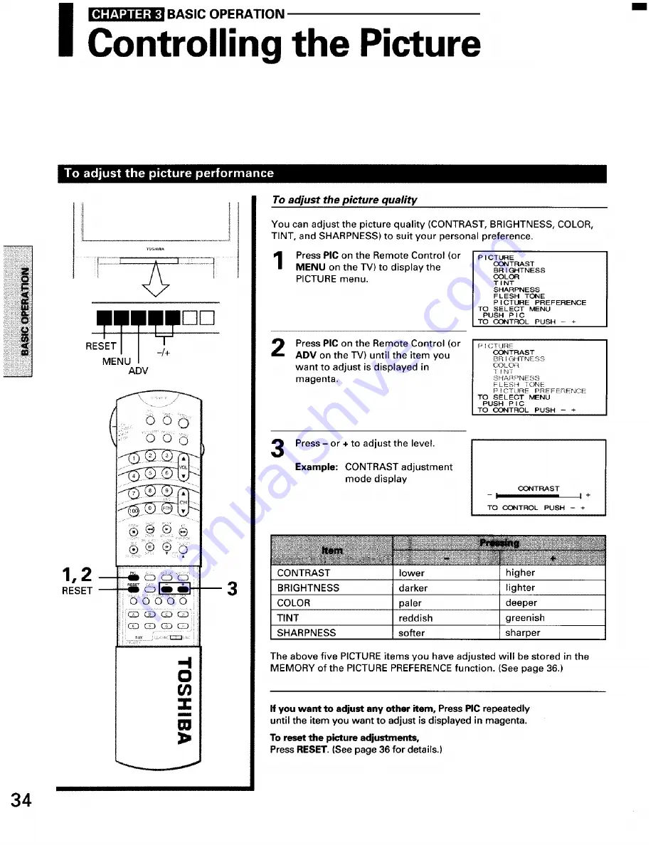 Toshiba TW56D90 Скачать руководство пользователя страница 34