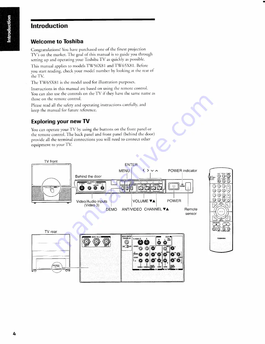 Toshiba TW56X81 Owner'S Manual Download Page 4