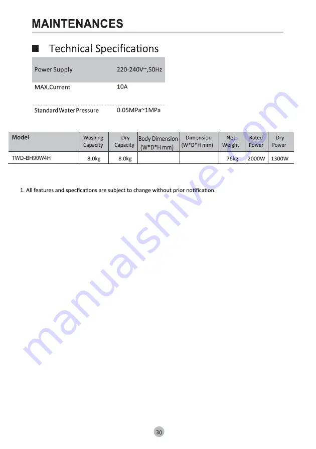 Toshiba TWD-BH90W4H Owner'S Manual Download Page 31