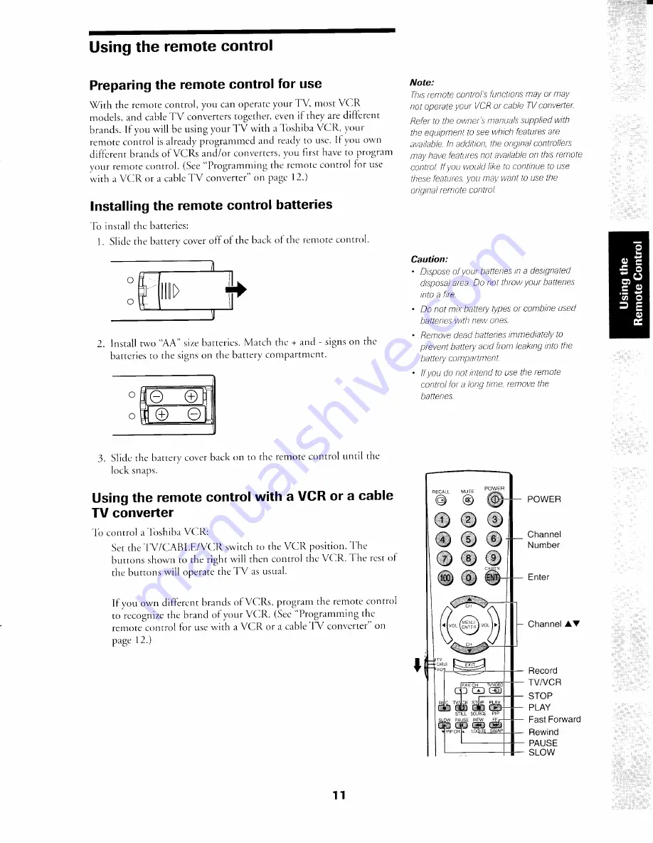 Toshiba TZ43V61 Скачать руководство пользователя страница 11