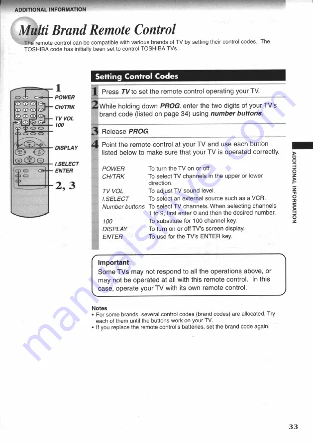 Toshiba W-607 Owner'S Manual Download Page 33