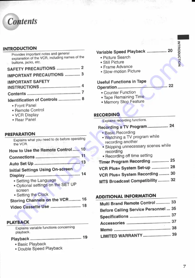 Toshiba W605 Owner'S Manual Download Page 7