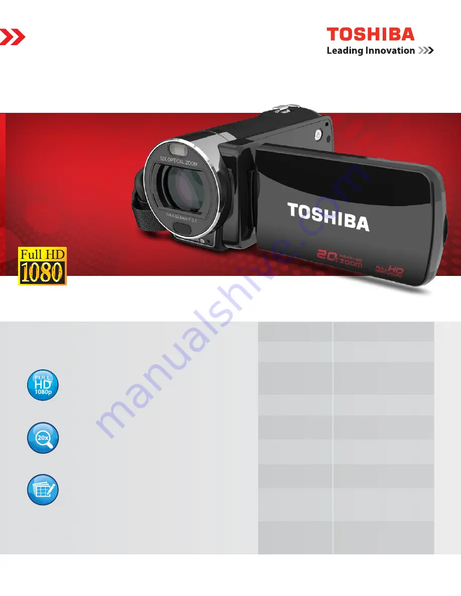 Toshiba X200 Specifications Download Page 1