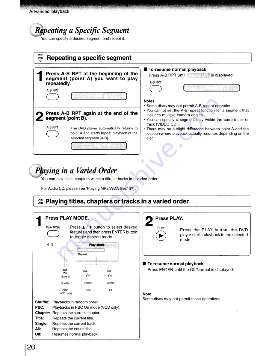 Toshiba XD-E500 Owner'S Manual Download Page 20