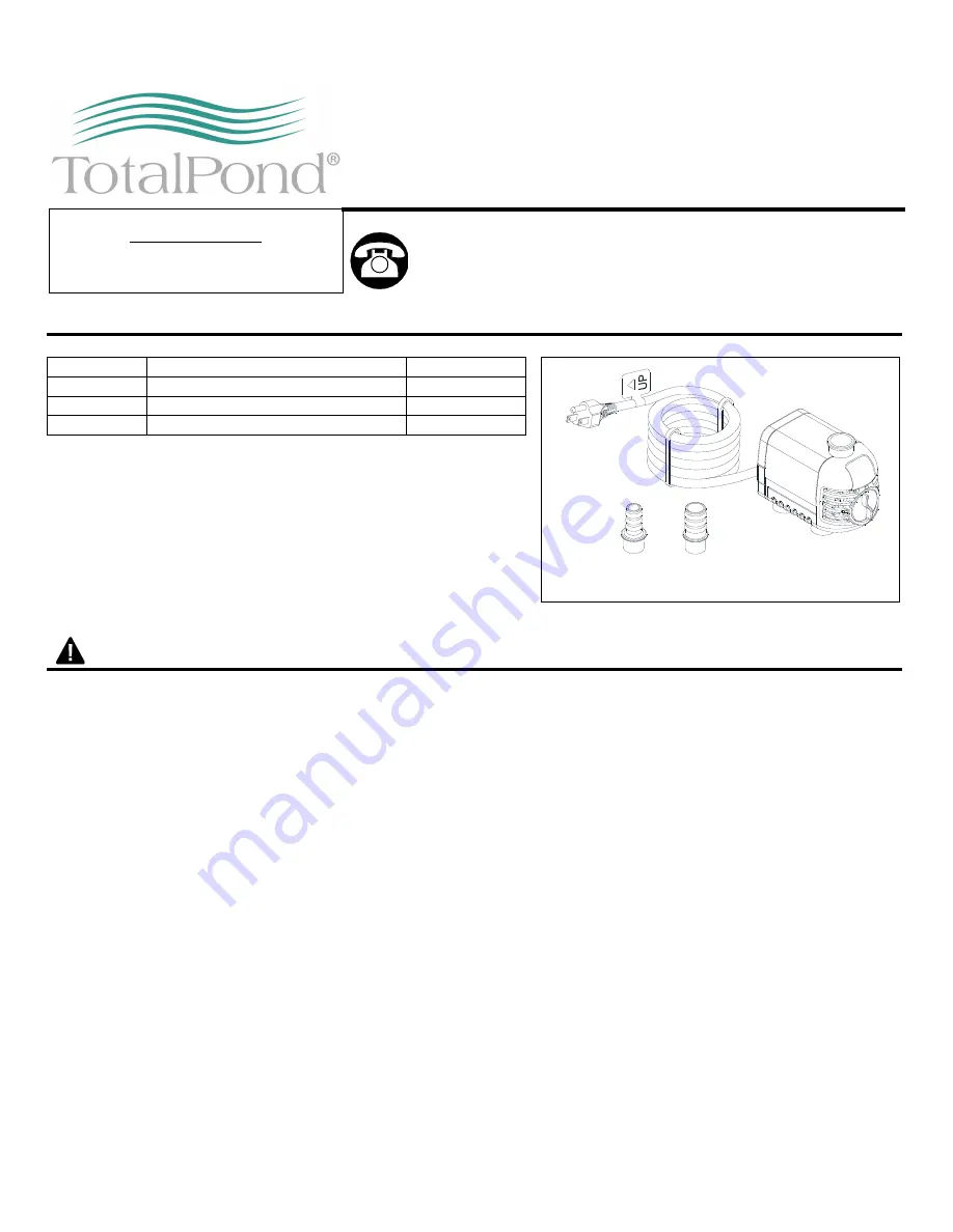 TotalPond 52217 Quick Start Manual Download Page 1