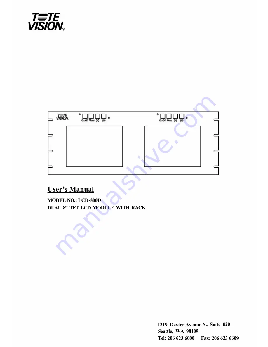 Tote Vision LCD-800D User Manual Download Page 1