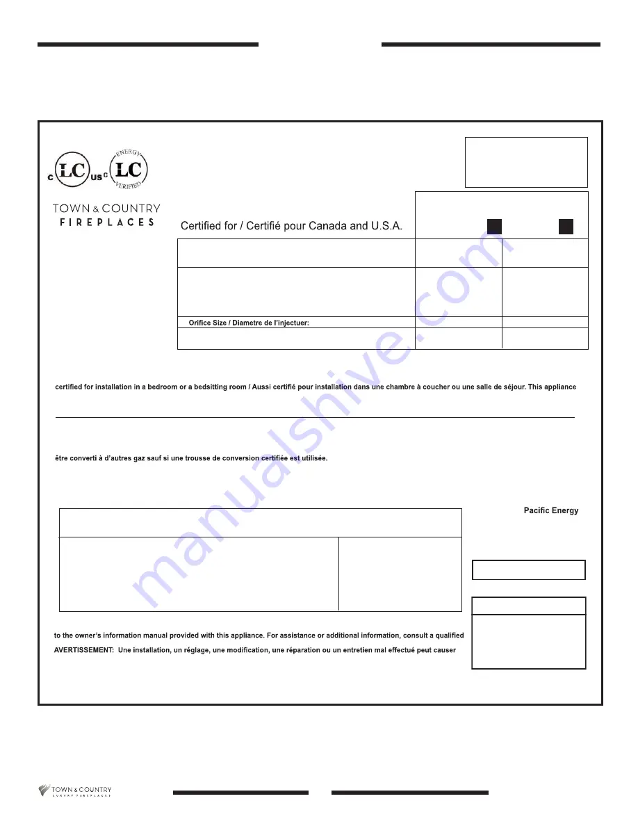 Town & Country Fireplaces D Series Installation Manual Download Page 54