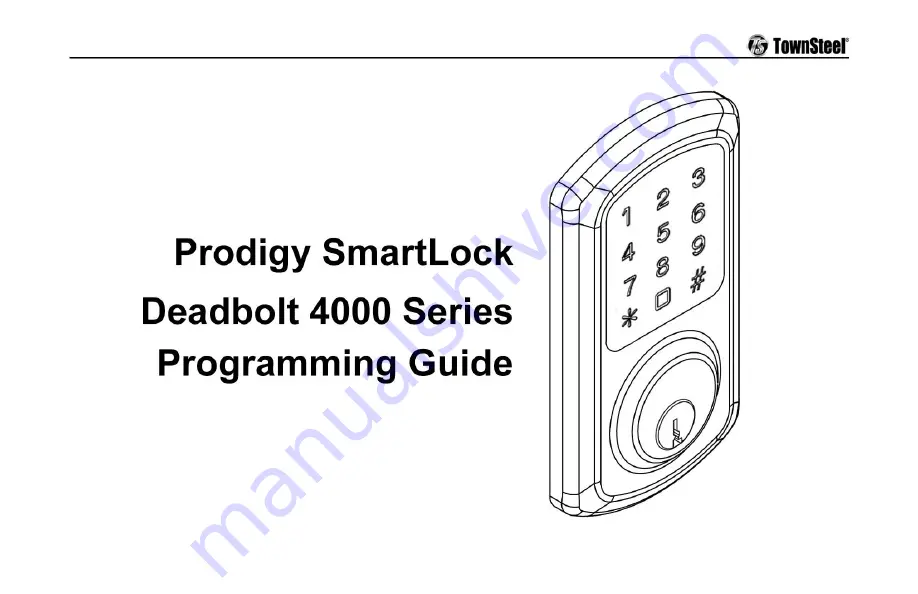 TownSteel Prodigy SmartLock 4000 Series Programming Manual Download Page 1