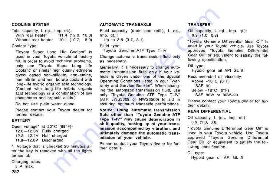 Toyota Kluger 2004 Owner'S Manual Download Page 289