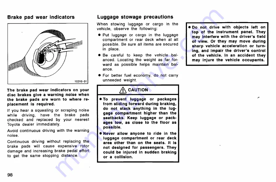 Toyota LAND CRUISER 78 series Owner'S Manual Download Page 105