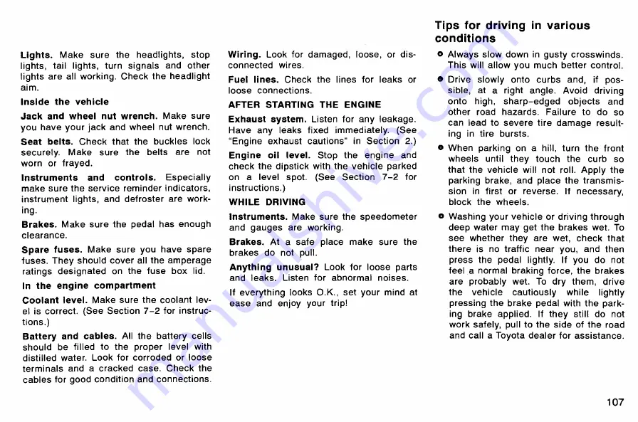 Toyota LAND CRUISER 78 series Owner'S Manual Download Page 114