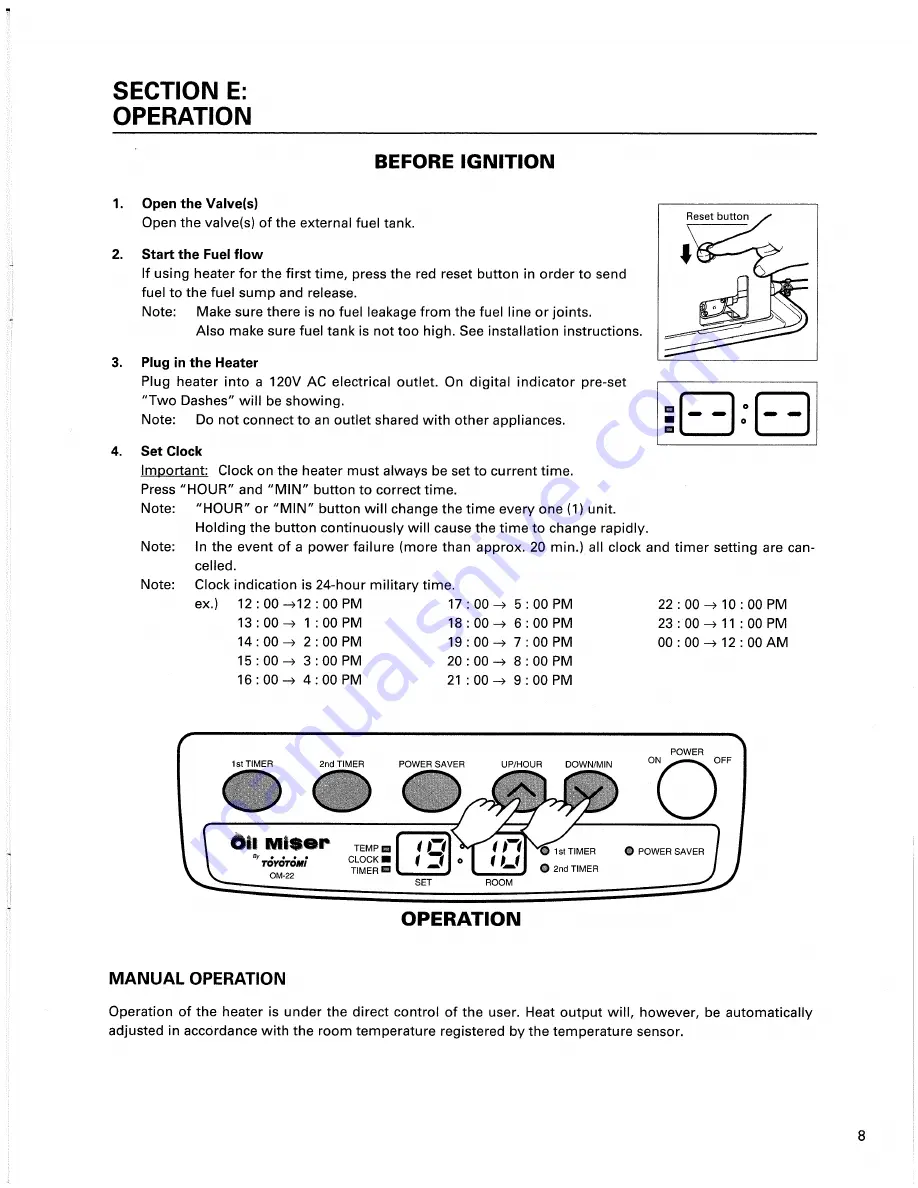 Toyotomi Oil Miser OM-22 Скачать руководство пользователя страница 8