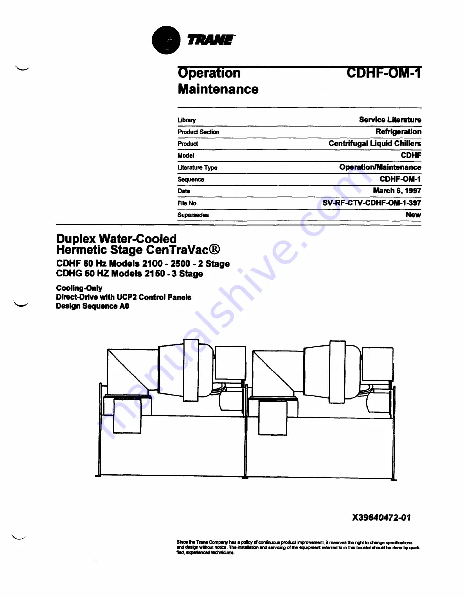 Trane CenTraVac 2100 Скачать руководство пользователя страница 1