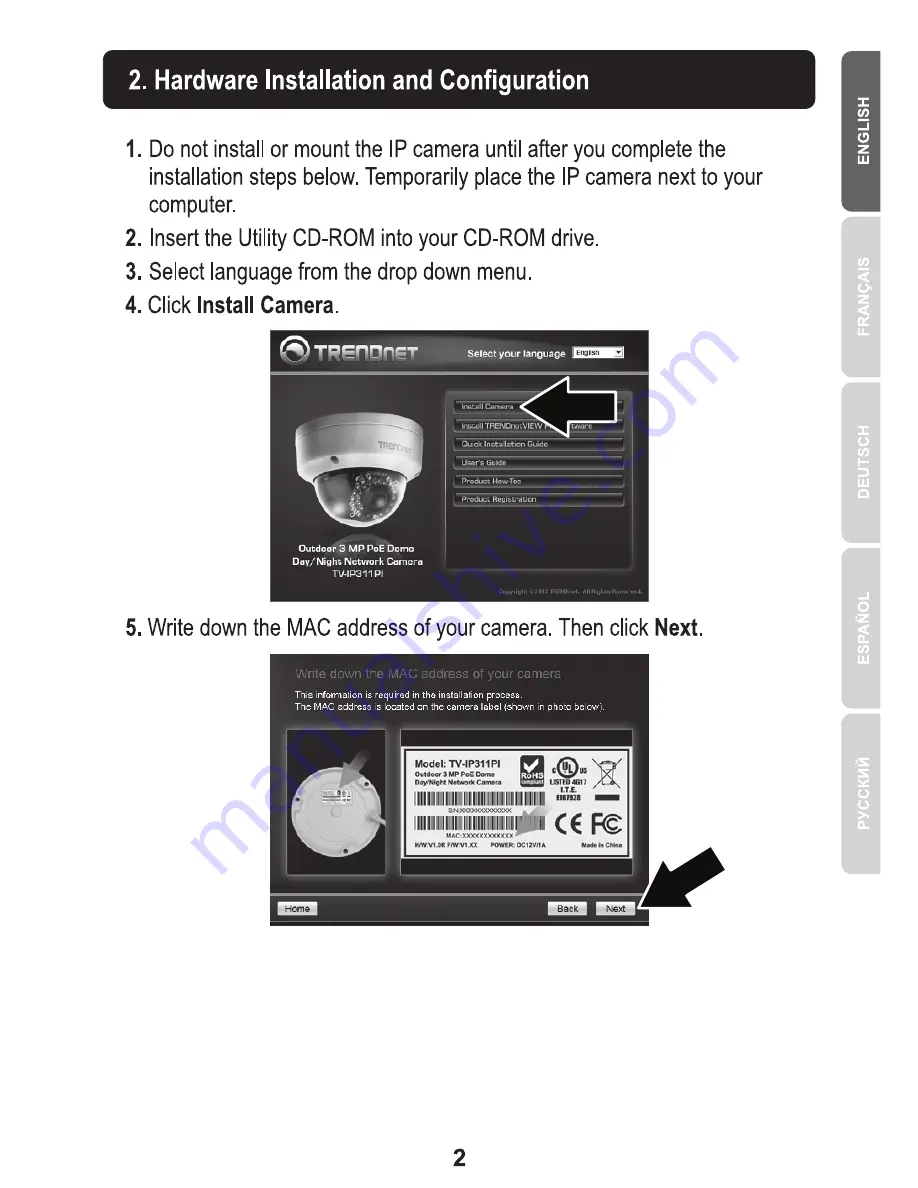 TRENDnet TV-IP311PI Quick Installation Manual Download Page 3