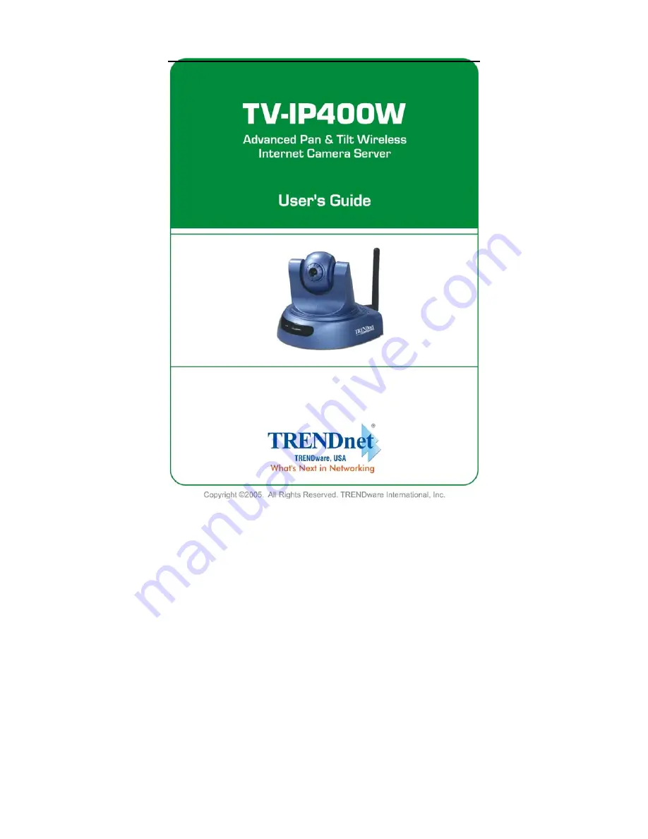 TRENDnet TV-IP400W - Wireless Advanced Pan Скачать руководство пользователя страница 1