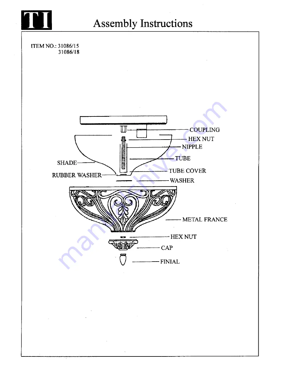 Triarch Indoor Lighting 31086-15 Assembly Instructions Download Page 1