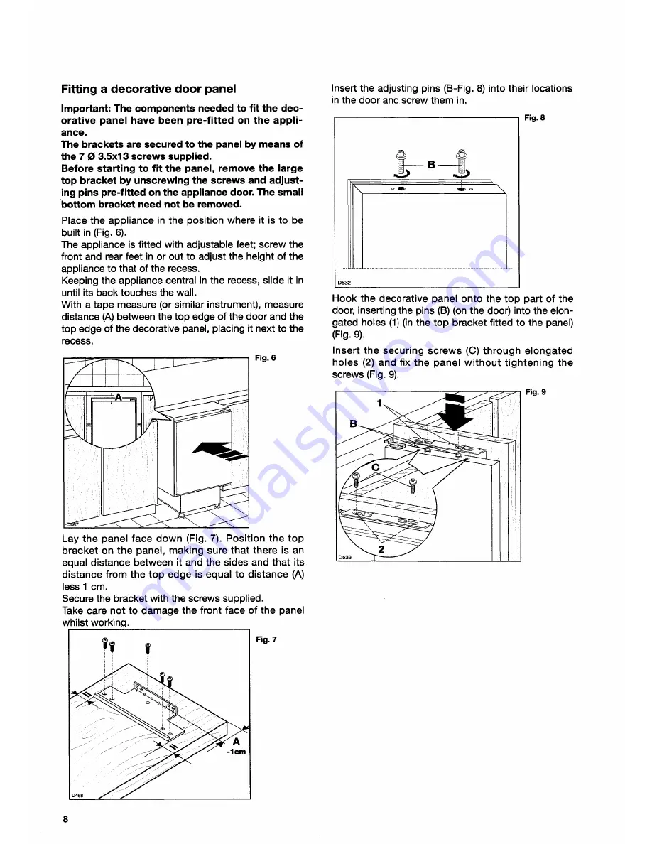 Tricity Bendix BF422W Operating And Installation Manual Download Page 8